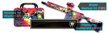 Friendship champion nameCard 365D, Wraith Medical Kit 15D, Noveske N4 Wraith 15D